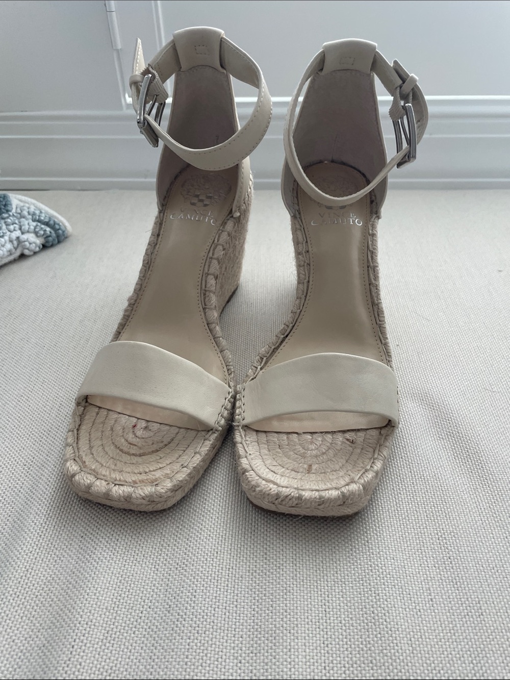 Vince Camuto Ankle Strap Wedges Ivory Size 9 Worn Once
